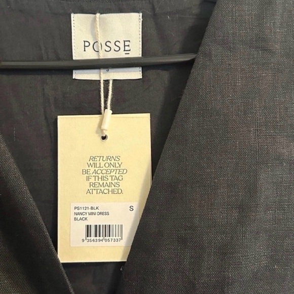 NWT POSSE Nancy Linen Mini Dress in Black size S - Picture 5 of 11